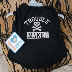 Pet Tee Dog or Cat "Trouble Maker" Various sizes .. New w/ Tag!